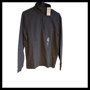NWT AE Mens French Rib Long Sleeve Shirt Dark Lead Medium